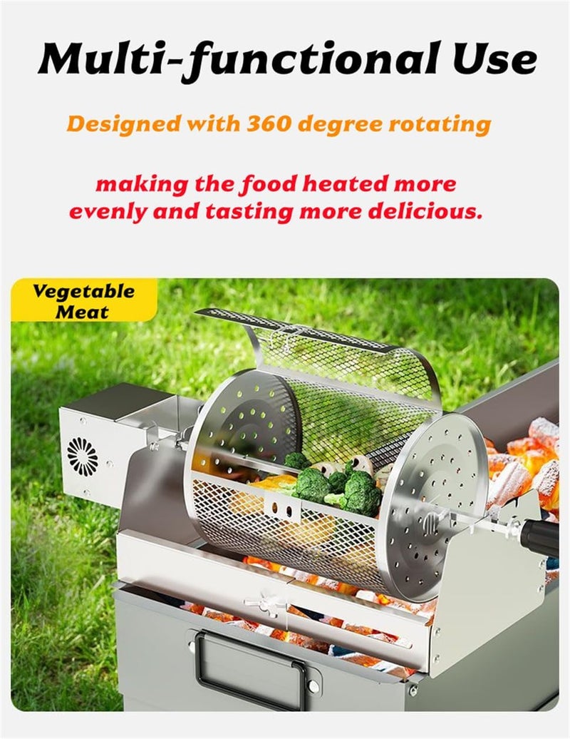 Grilldent Rotatable Grilled Cage Air Fryer Oven Basket,360 Degree Heating Rotating Cages Rotisserie Basket for Baking Nuts, Coffee Beans, Peanut or BBQ Roaster Tool, Food Grade Stainless Steel (140mm*180mm) - Image 4